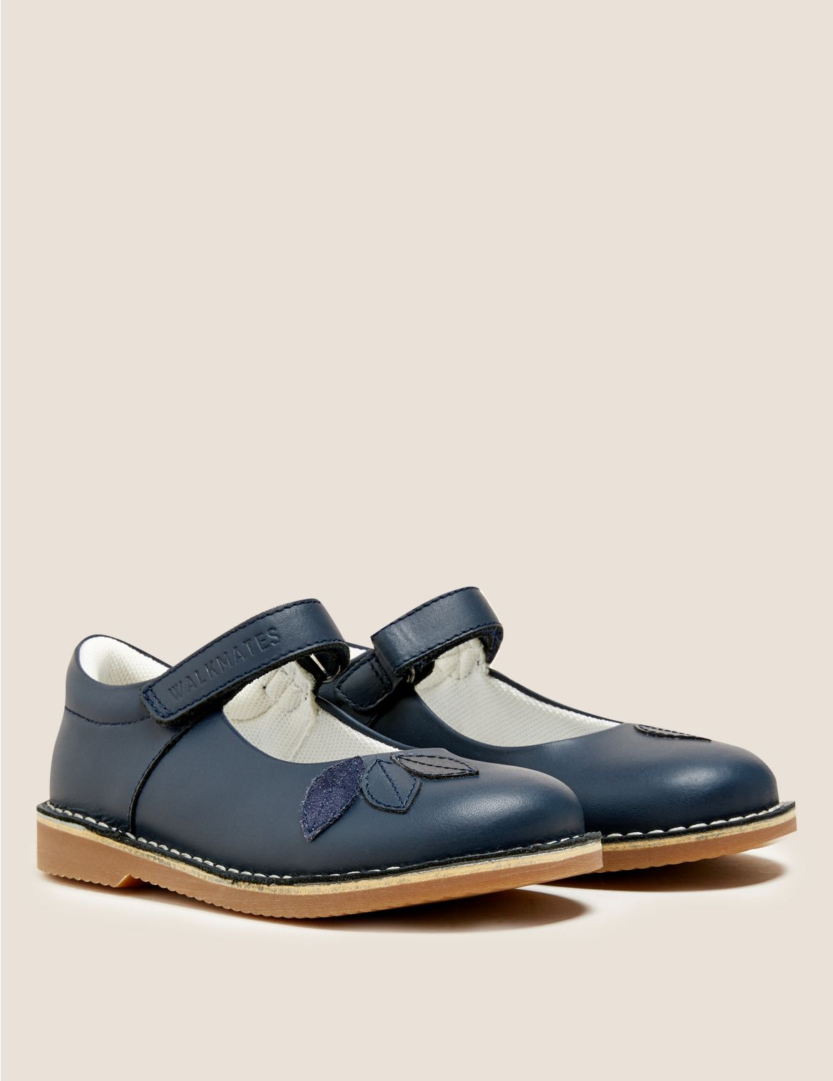 Kids' Leather Leaf Mary Jane Shoes (4 Small - 12 Small) navy