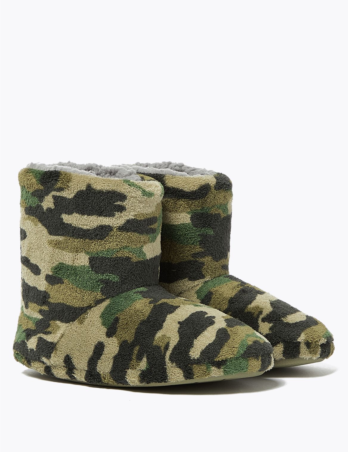 Kids' Camouflage Slipper Boots (5 Small - 7 Large) green