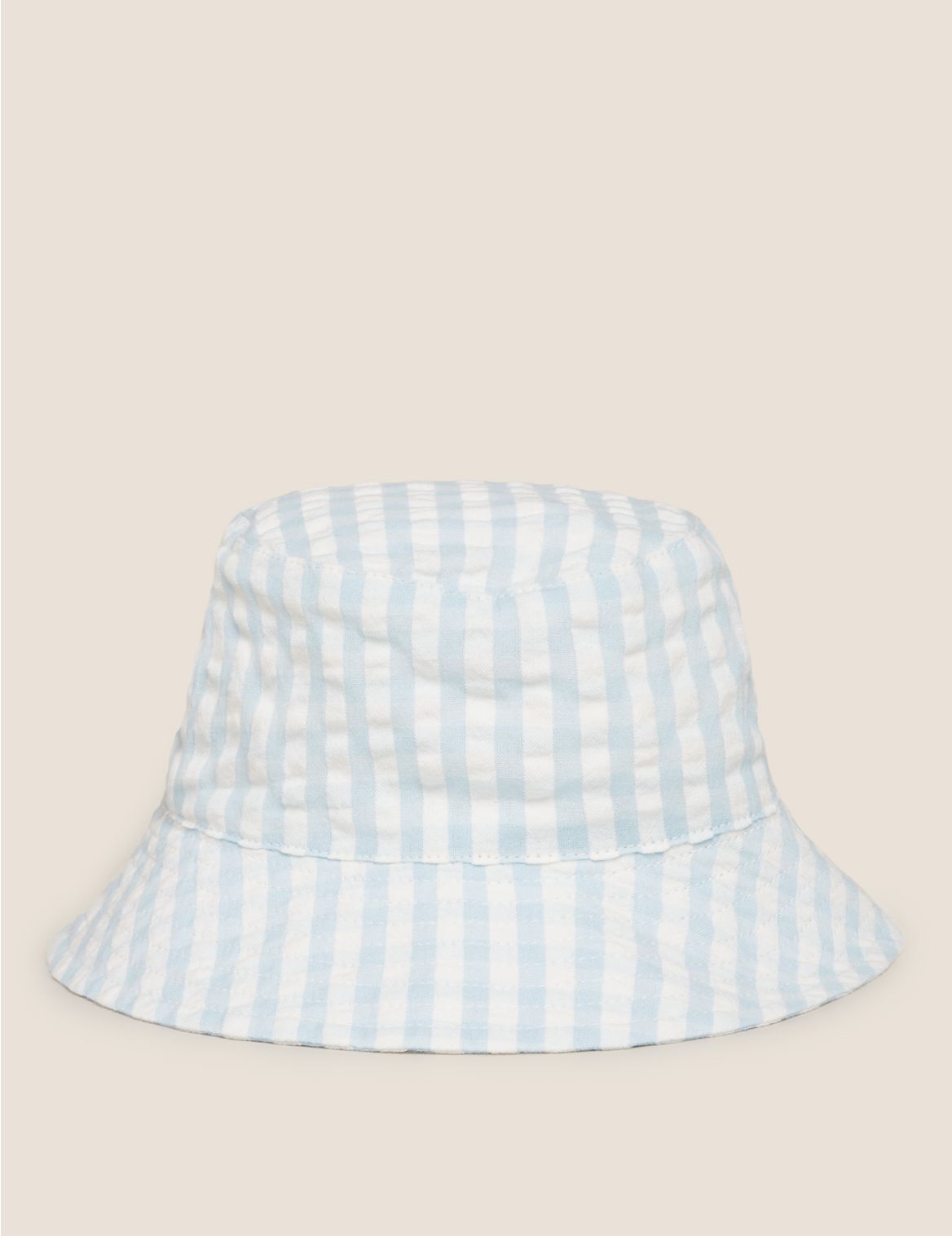 Kids' Cotton Gingham Sun Hat (0-12 Mths) blue
