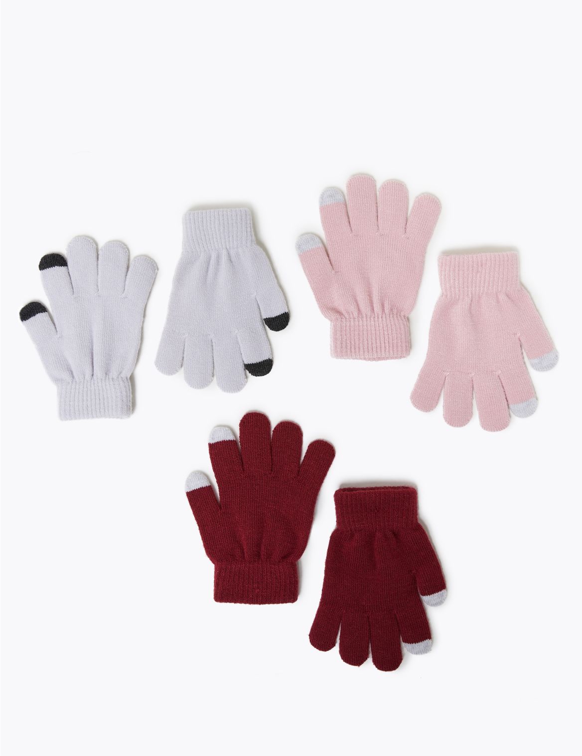 Kids' 3 Pack Touchscreen Gloves pink
