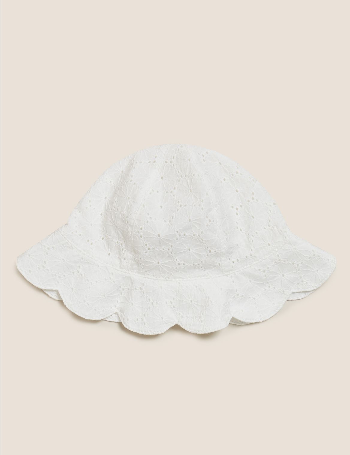 Kids' Pure Cotton Broderie Sun Hat white