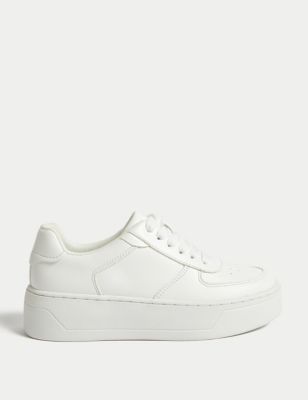 M&S Girl's Kid's Platform Trainers (1 Large - 6 Large) - White, White