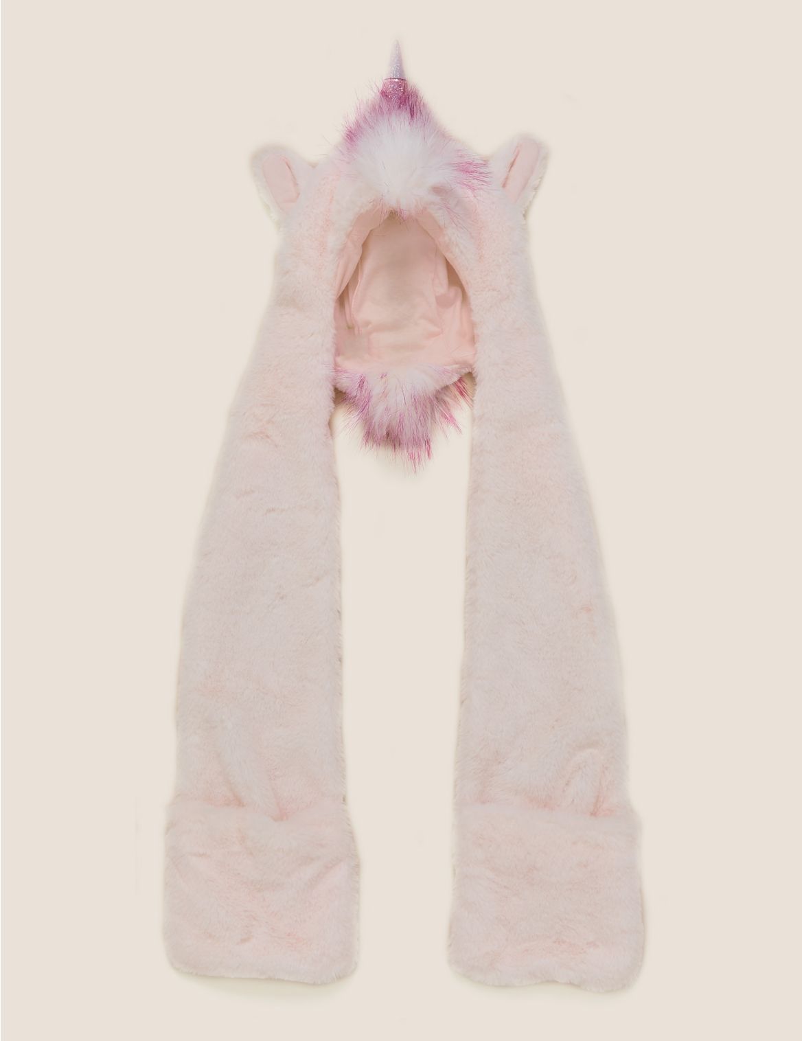 Kids' Faux Fur Unicorn Winter Hat (6-13 Yrs) pink