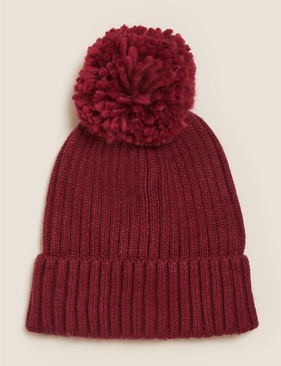 Kids' Pom Pom Winter Hat (1-13 Yrs) red