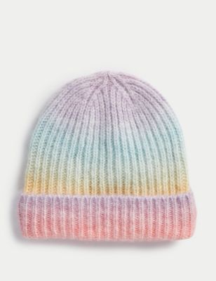 M&S Girls Ombre Striped Winter Hat (6-13 Yrs) - 6-10y - Pink Mix, Pink Mix
