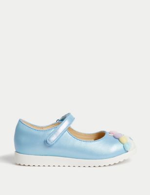 M&S Girls Riptape Unicorn Mary Jane Shoes (4 Small - 2 Large) - 10.5SSTD - Soft Blue Mix, Soft Blue 