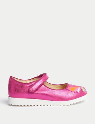 M&S Girl's Kid's Butterfly Mary Jane Shoes (4 Small - 2 Large) - 13.5SSTD - Pink Mix, Pink Mix