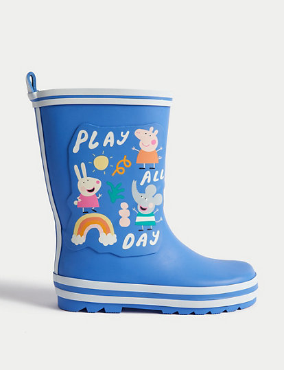 m&s collection kids' peppa pig™ wellies (4 small - 12 small) - 4s - blue, blue