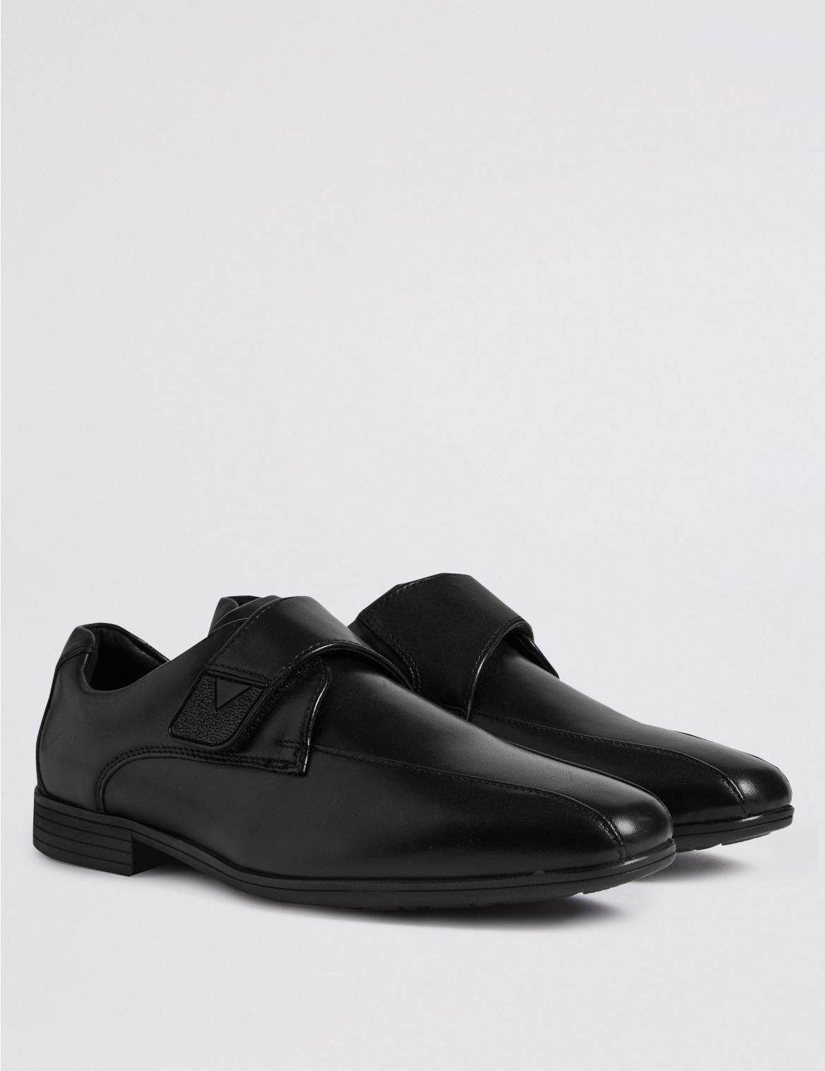 Kids’ Leather Riptape School Shoes (13 Small - 9 Large) black