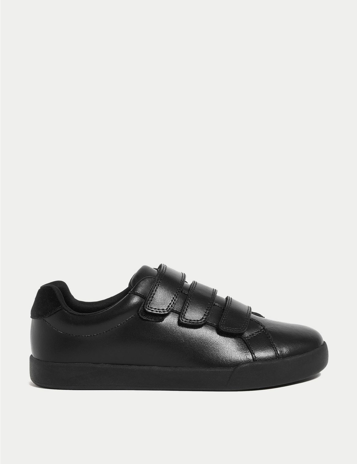 Kids' Leather Riptape School Shoes (13 Small- 9 Large) black
