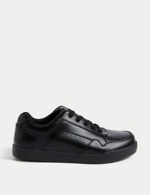 M&S Boys Leather Freshfeettm School Shoes (21/2 Large - 9 Large) - 8 LSTD - Black, Black