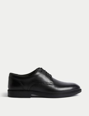 M&S Boys Leather Lace School Shoes (2 - 9 Large) - 3.5 LSTD - Black, Black