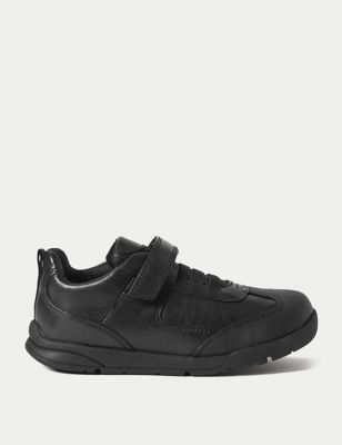 M&S Boys Leather Riptape School Shoes (8 Small - 1.5 Large) - 1 LWDE - Black, Black
