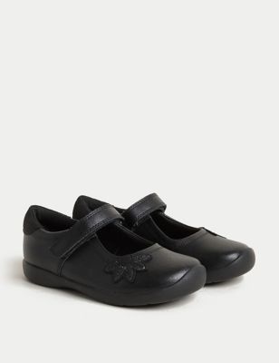 M&S Girls Leather Freshfeettm School Shoes (8 Small - 2 Large) - 8 SNAR - Black, Black
