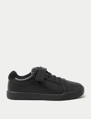 M&S Kids Leather Riptape School Shoes (8 Small - 2 Large) - 1 LWDE - Black, Black