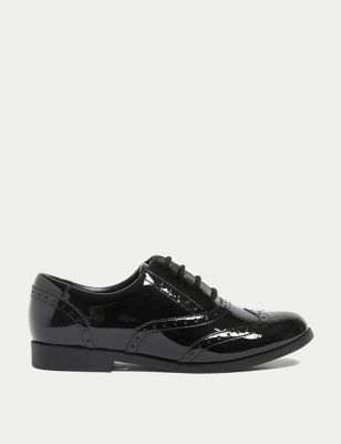 M&S Girls Leather Freshfeet School Shoes (13 Small - 7 Large) - 5 L - Black, Black