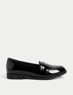 M&S Girls Patent Freshfeet School Loafers (13 Small - 7 Large) - 5 LSTD - Black, Black