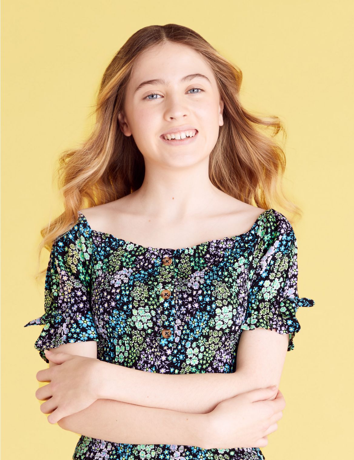 Floral Print Shirred Top (6-14 Yrs) multi-coloured