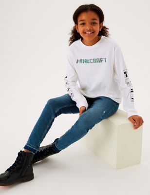 M&S Girls Pure Cotton Minecraft  Holographic Top (6-16 Yrs)