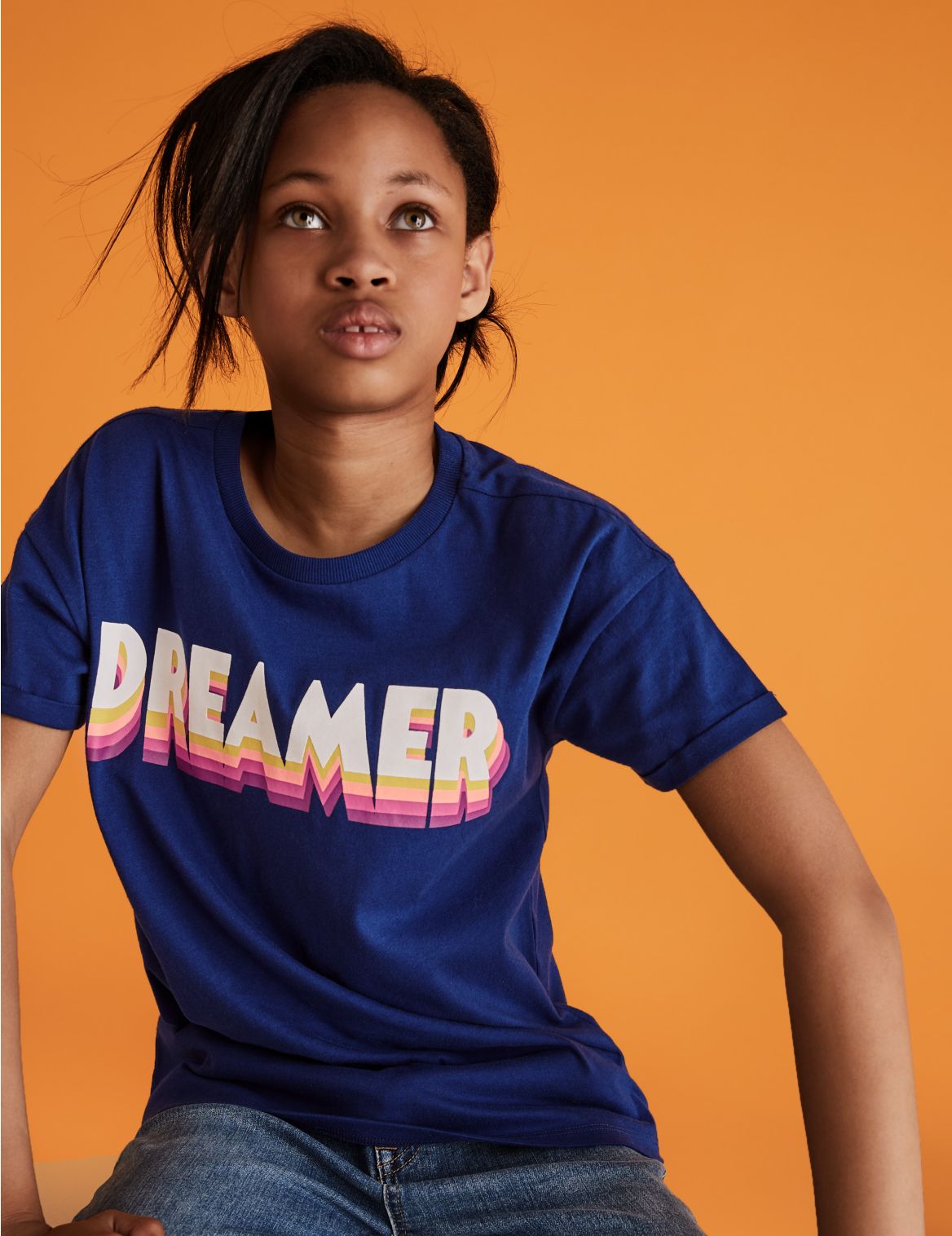 Cotton Dreamer Slogan T-Shirt (6-16 Yrs) blue