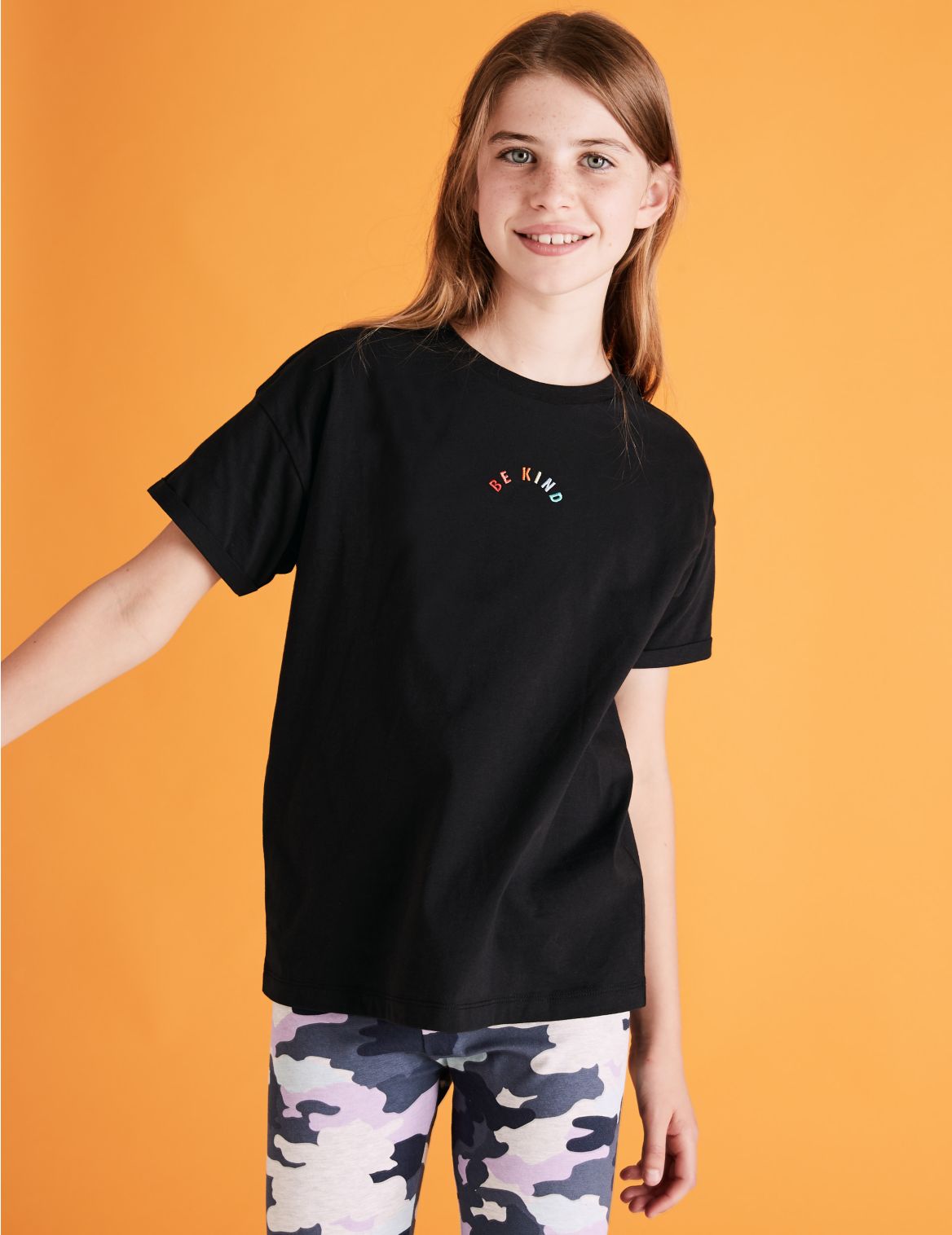 Cotton Be Kind Slogan T-Shirt (6-14 Yrs) black