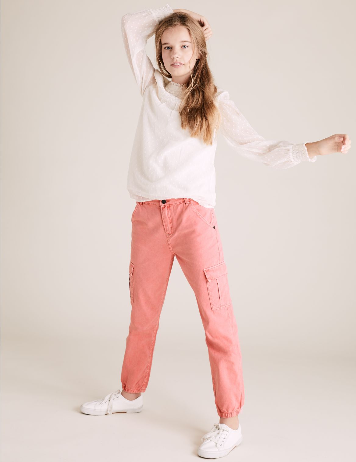Cotton Cargo Trousers (6-16 Yrs) pink