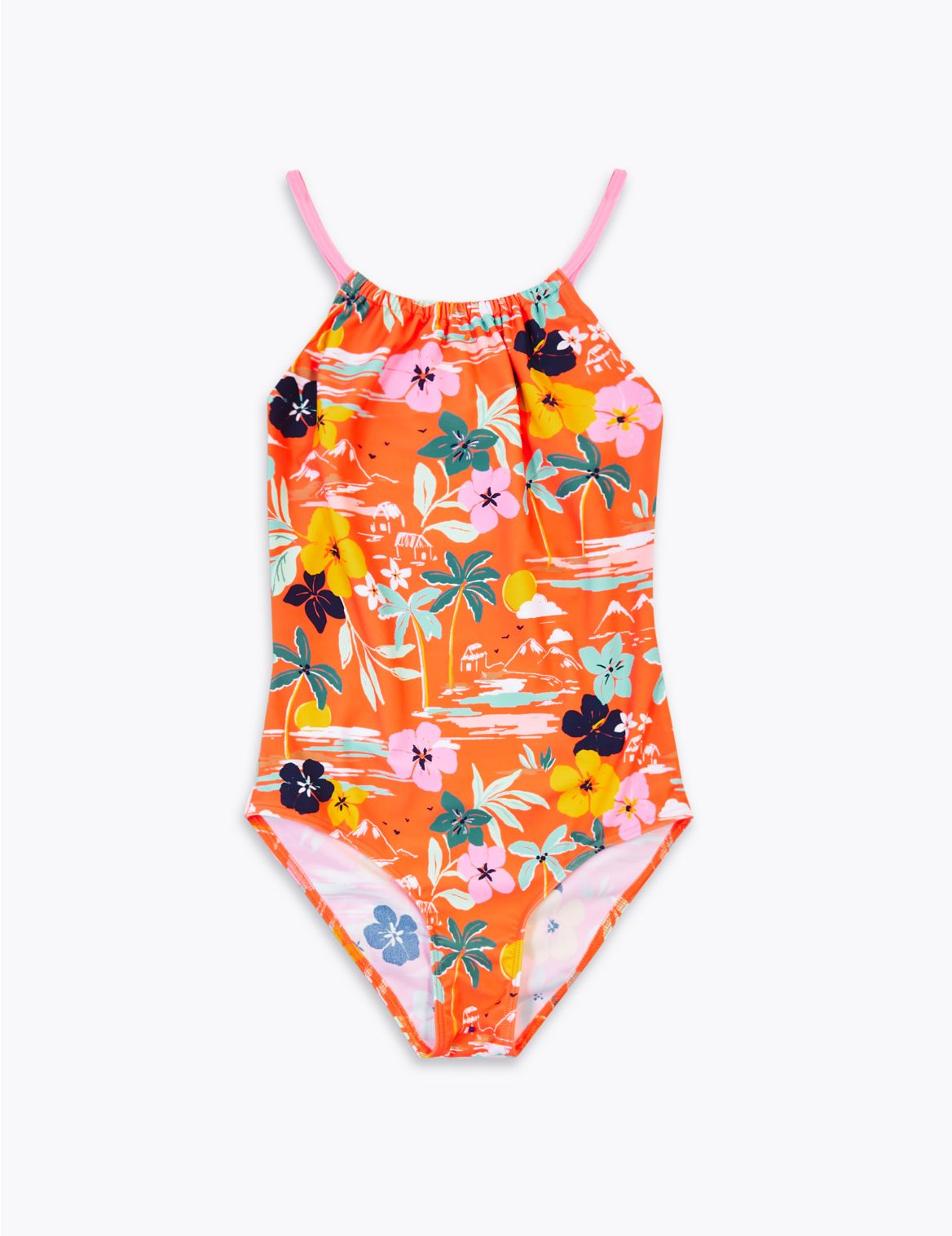 Tropical Print Swimsuit (6-16 Yrs) orange