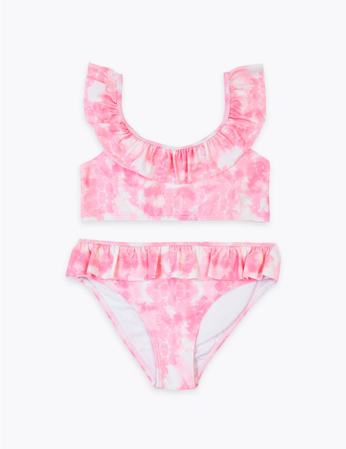 2 Piece Tie Dye Frill Bikini (6-16 Yrs) pink