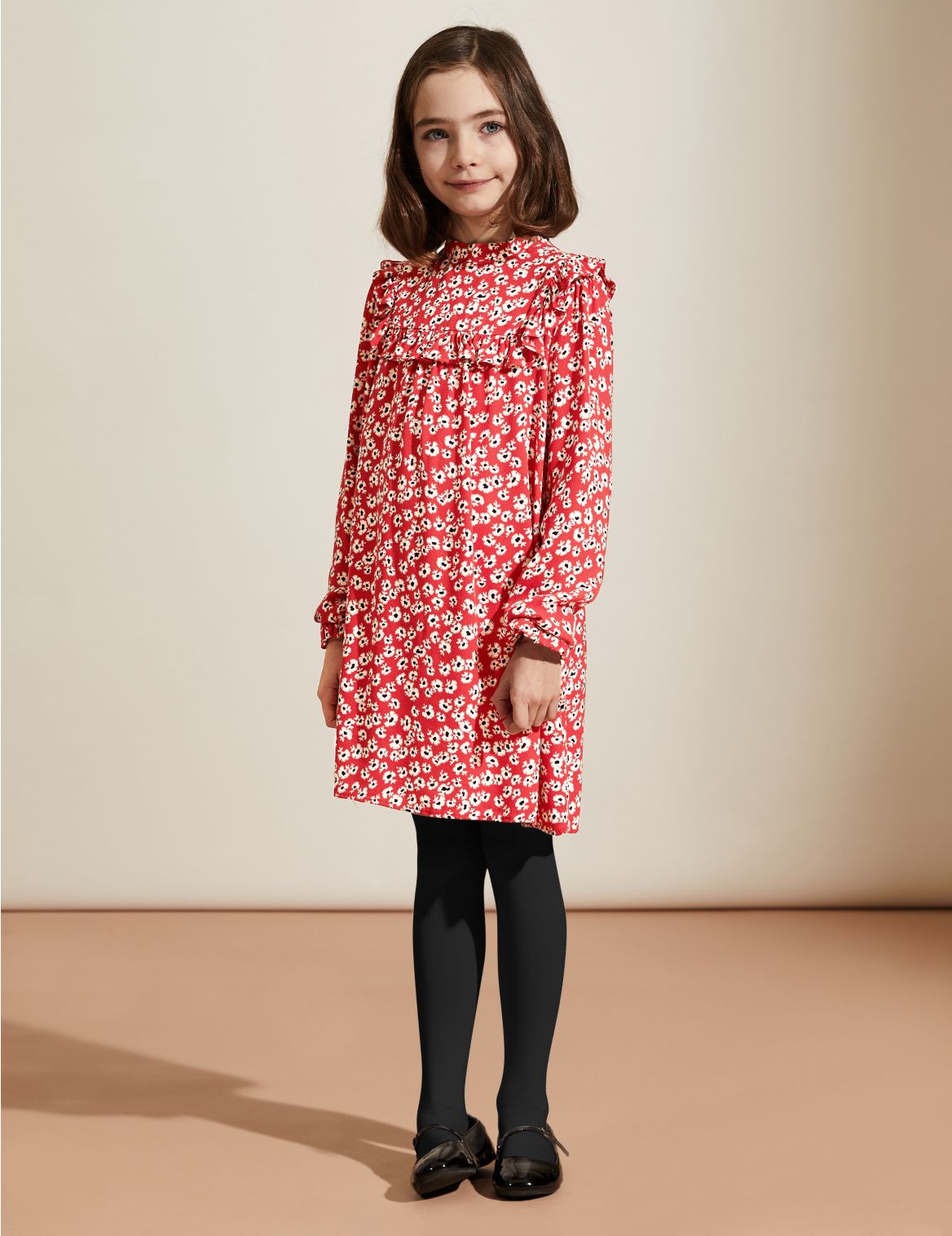 Floral Print Frill Dress (6-14 Years) red
