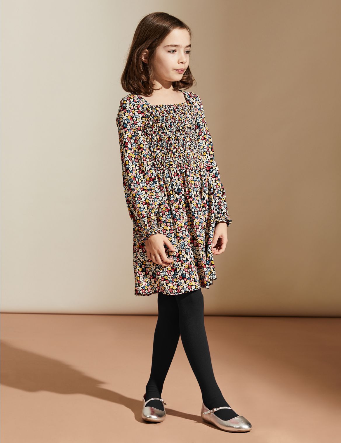 Floral Ditsy Shirred Dress (6-14 Yrs) multi-coloured