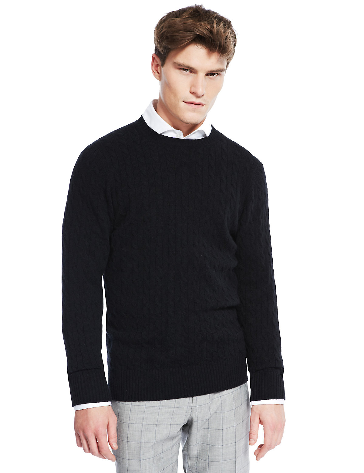 M & S Collection Best Of British Cable Crew Neck Jumper | Topicbean