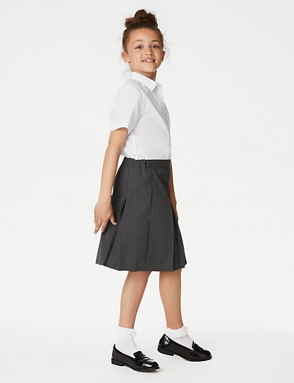 M&S Collection Girls' Slim Fit Permanent Pleats School Skirt (2-18 Yrs) - 4-5 Y - Black, Black