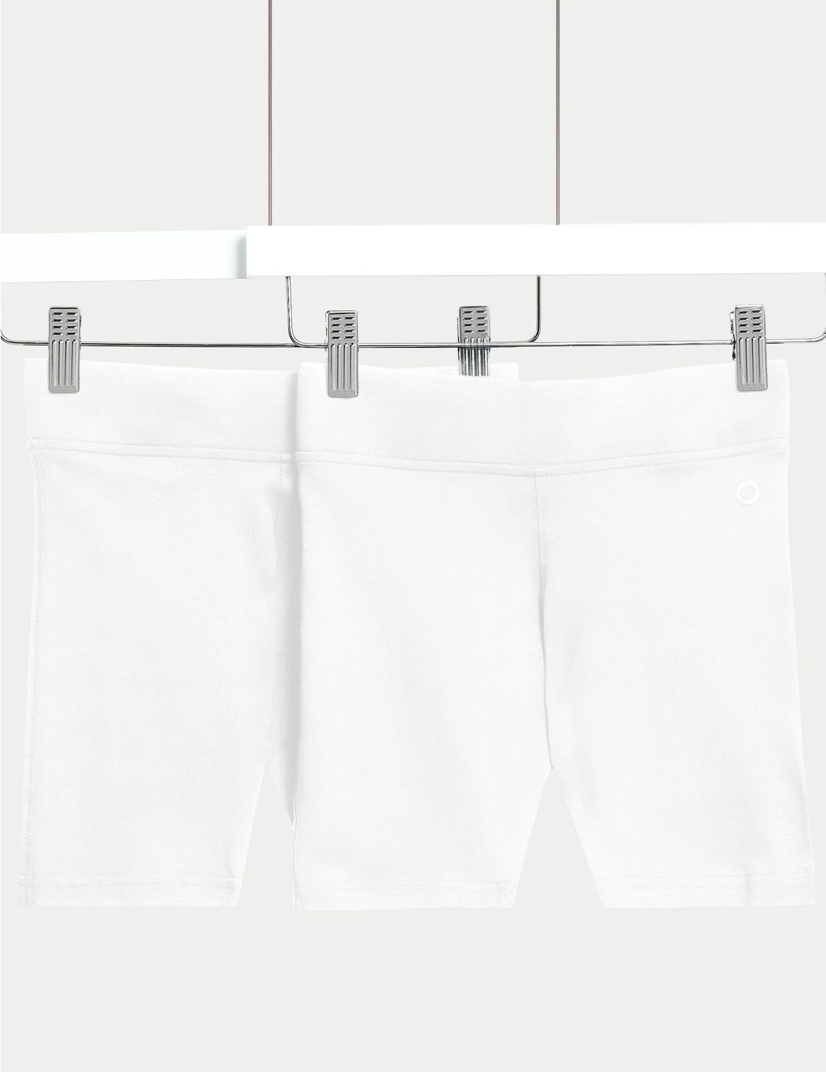 2pk Girls' Cotton with Stretch School Shorts white