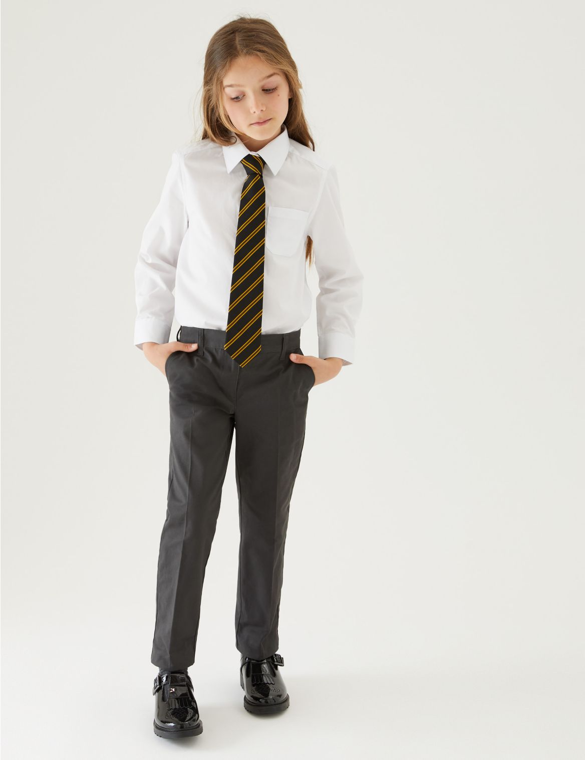 Girls' Regular Fit Skin Kind&trade; School Trousers grey