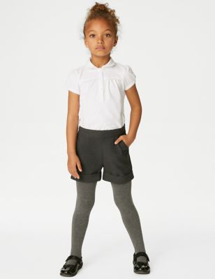 M&S Girls Girl's Turn Up School Shorts (2-16 Yrs) - 3-4 Y - Black, Black,Grey