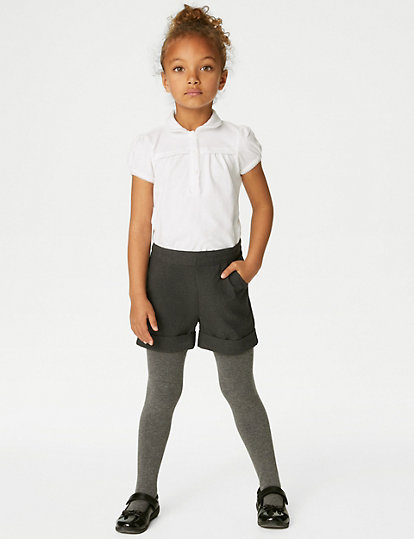 M&S Collection Girls' Turn Up School Shorts (2-16 Yrs) - 13-14 - Grey, Grey