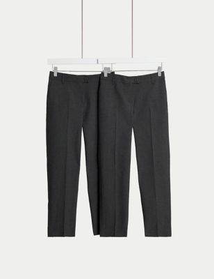 M&S Girls 2-Pack Regular Leg Stain Resist Trousers (2-18 Yrs) - 10-11 - Black, Black,Grey