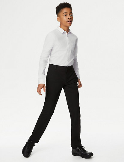 Marks And Spencer Boys' Slim Leg Plus Waist School Trousers (2-18 Yrs) - 16-17 - Black, Black