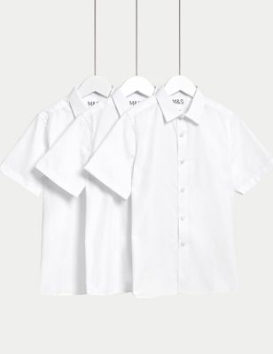 M&S Boys 3pk Boys' Longer Length Easy Iron School Shirts (4-18 Yrs)