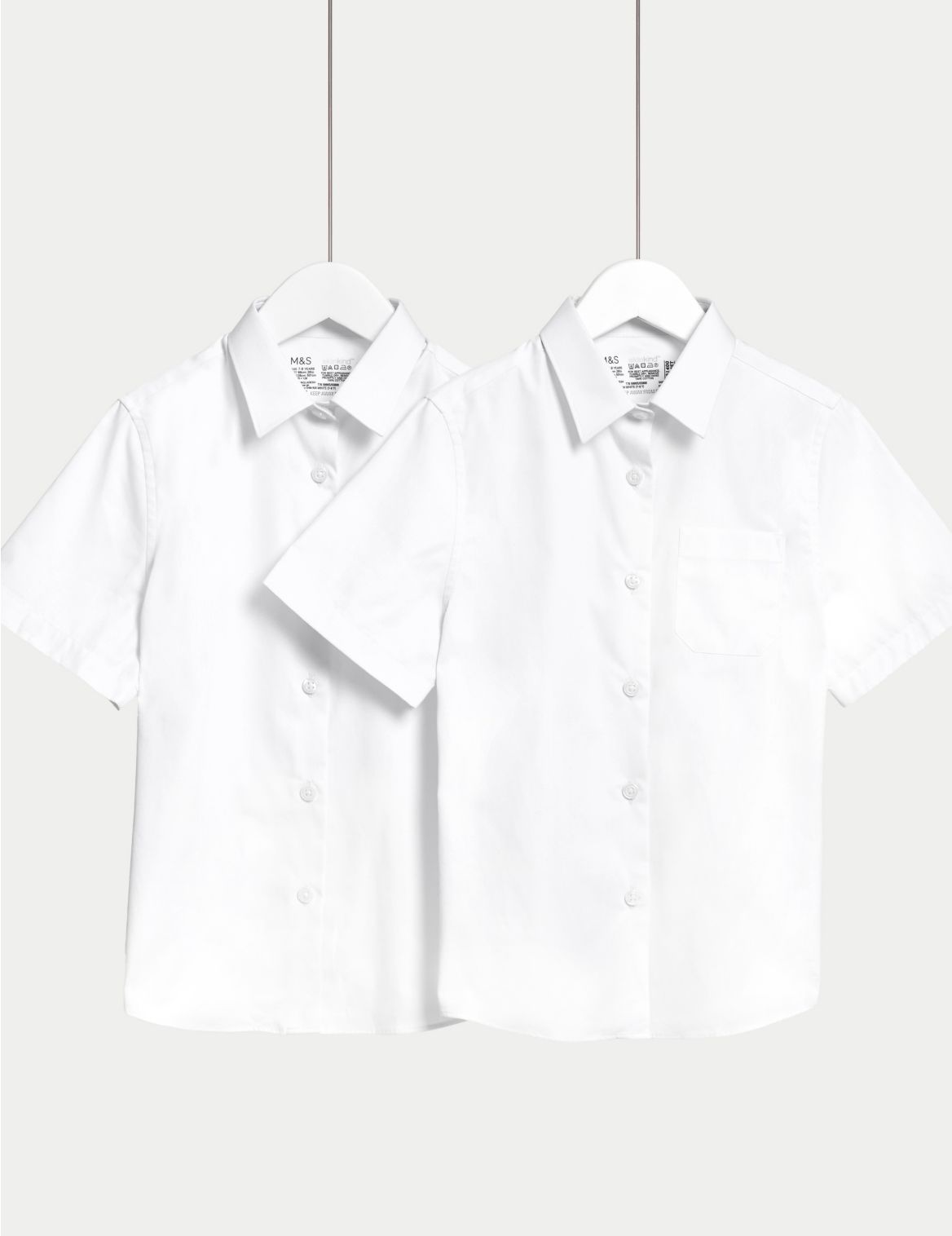 2pk Girls’ Slim Fit Pure Cotton School Blouses white
