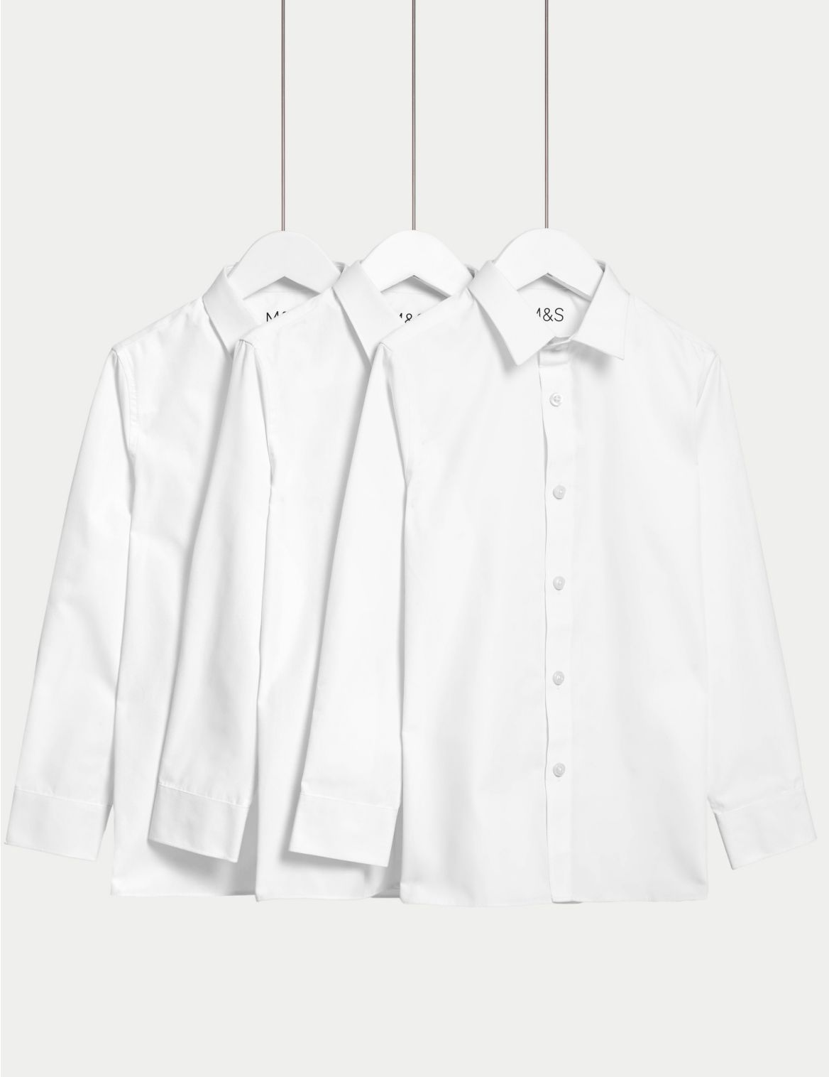 3pk Girls' Plus Fit Easy Iron School Blouses white
