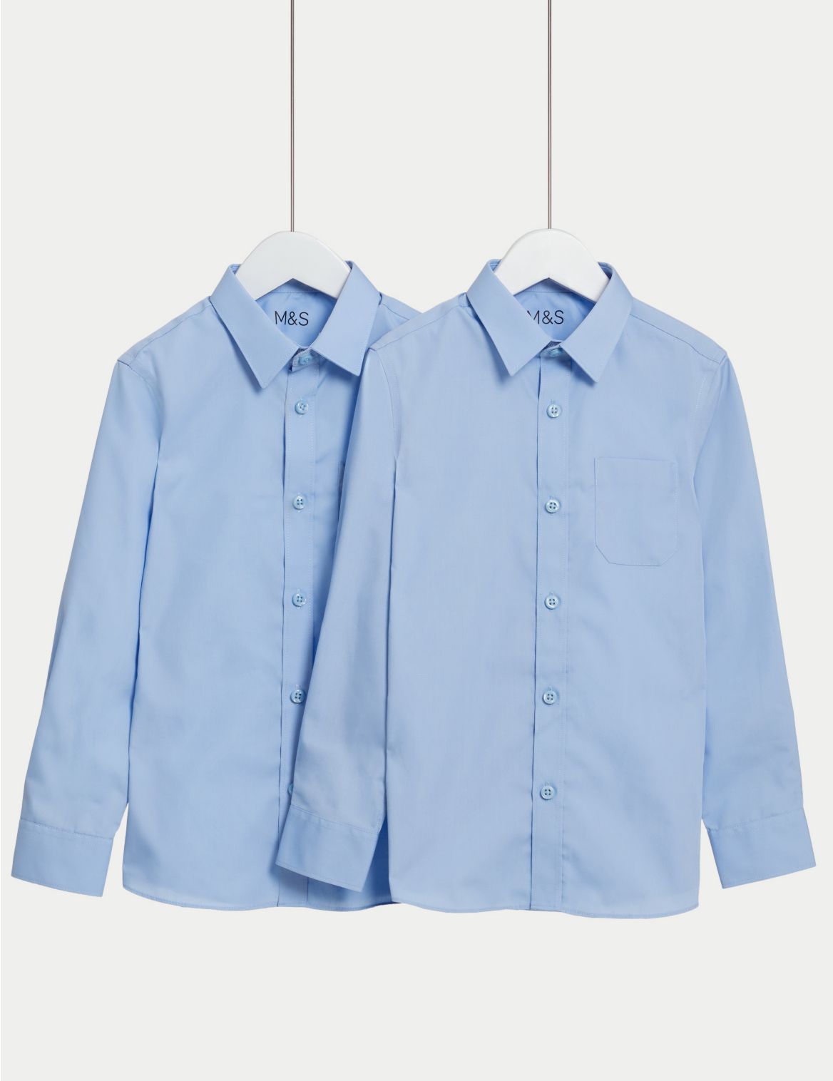 2pk Girls' Slim Fit Non-Iron School Blouses blue
