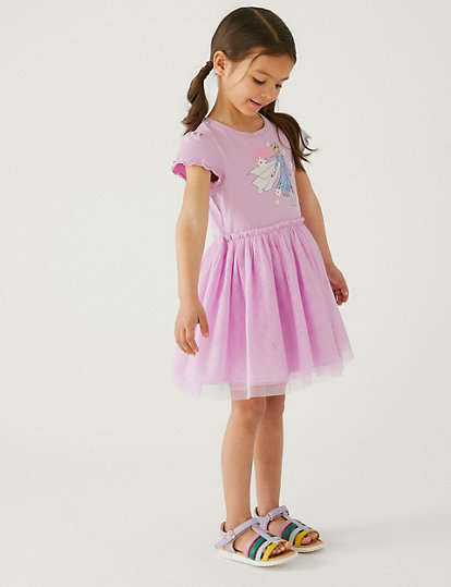 m&s collection disney frozen™ tulle dress (2-10 yrs) - 8-9 y - lilac, lilac
