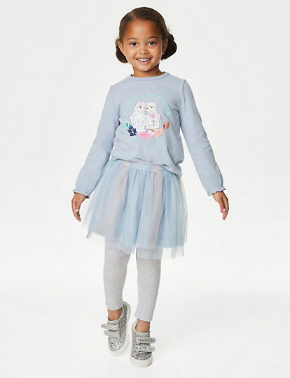 m&s collection 2pc disney frozen™ top & bottom outfit (2-8 yrs) - 3-4 y - blue mix, blue mix