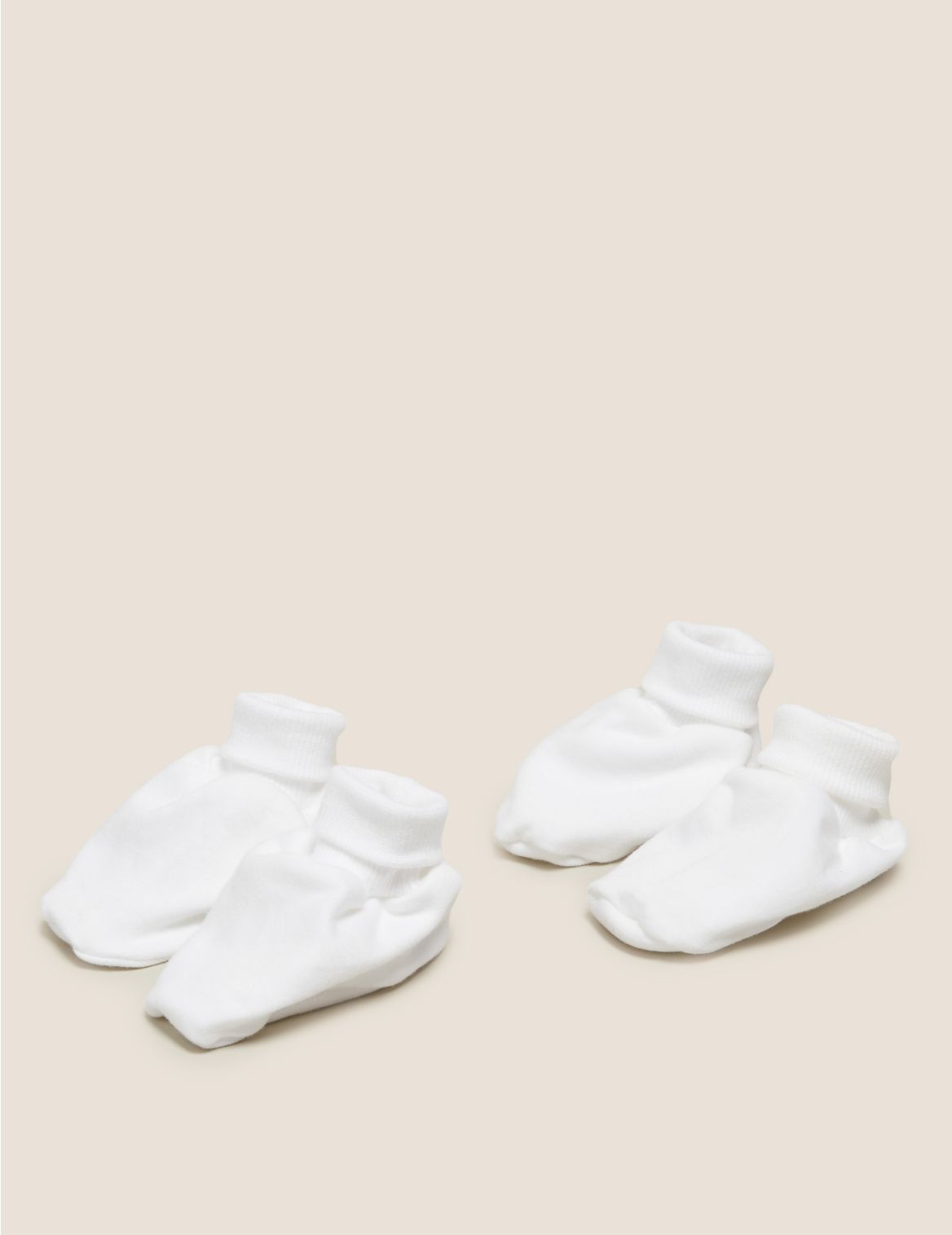 2 Pack Organic Cotton Booties (0-12 Mths) white