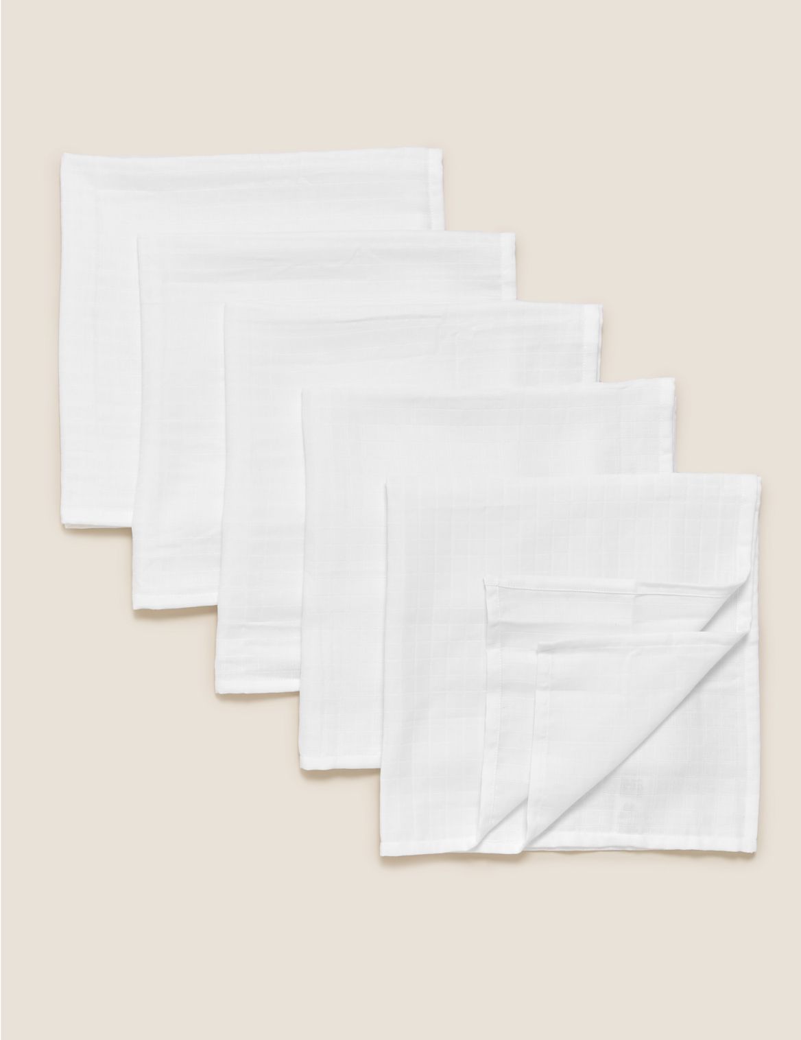 5 Pack Organic Pure Cotton Muslin Squares white