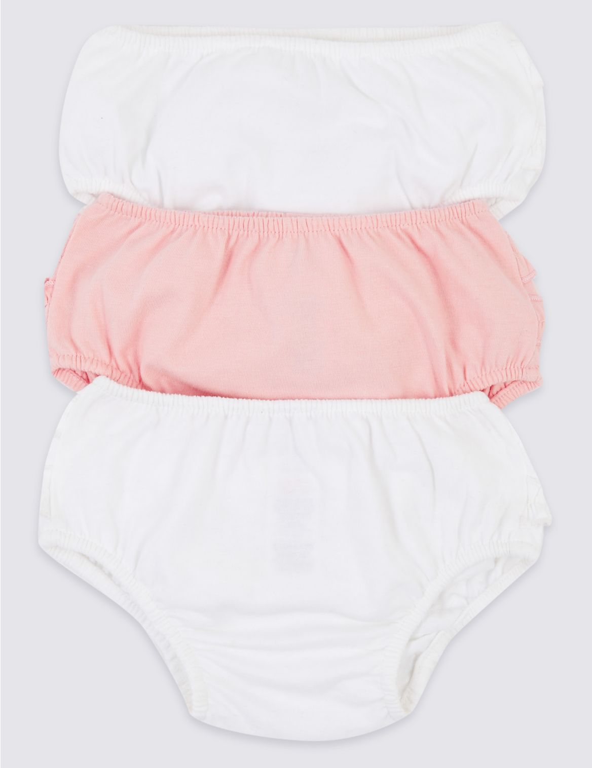 3 Pack Organic Cotton Frill Knickers (7lbs-3 Yrs) pink