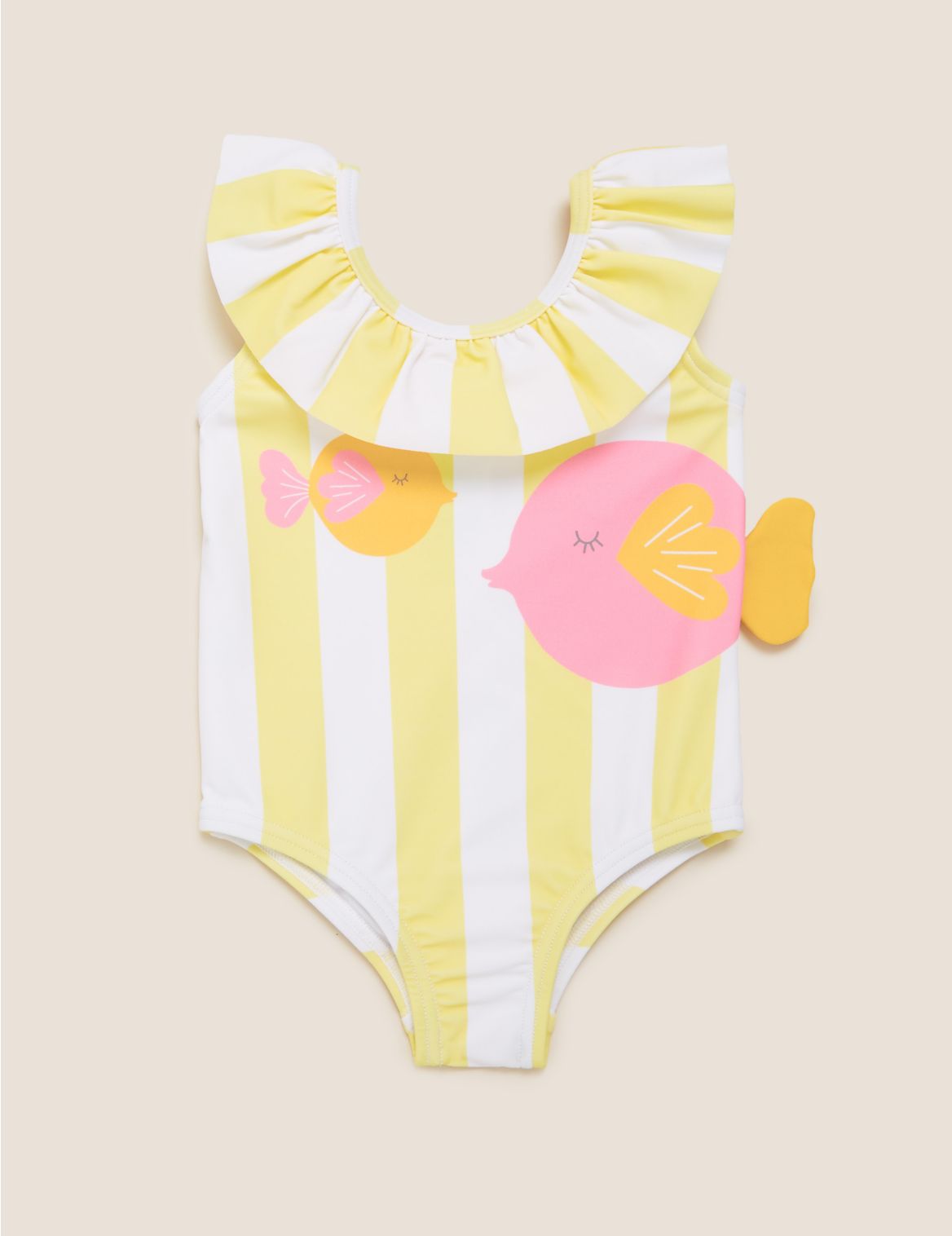 Stripe Frill Fish Swimsuit (0-3 Yrs) yellow