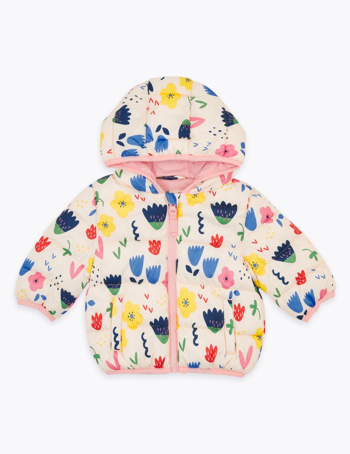 Stormwear&trade; Padded Floral Print Coat (0-3 Yrs) white