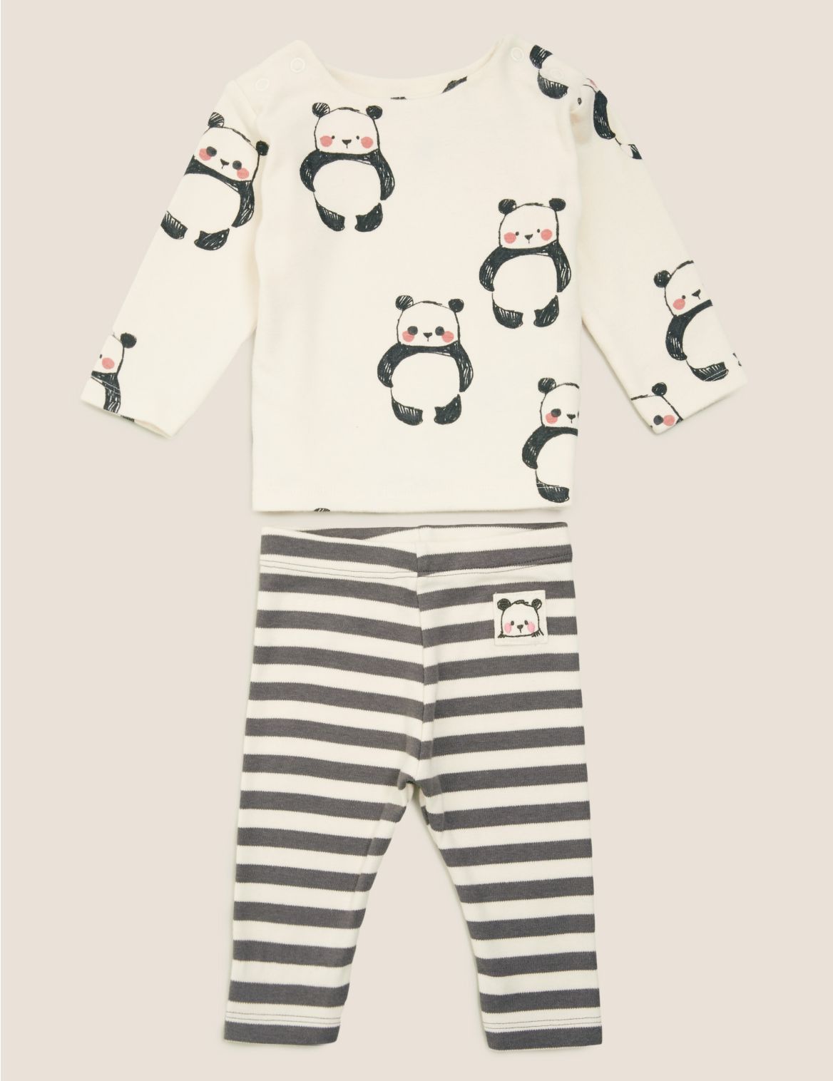2pc Cotton Panda Outfit (0-3 Yrs) cream